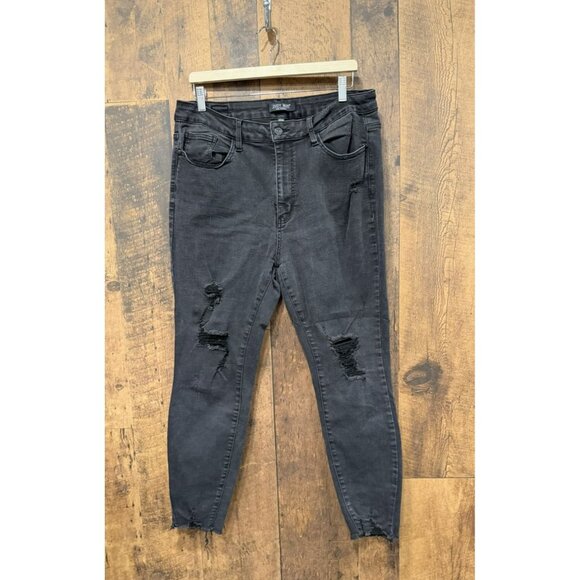 Judy Blue Black Distressed Skinny Jeans Size 18 EUC - Picture 1 of 6